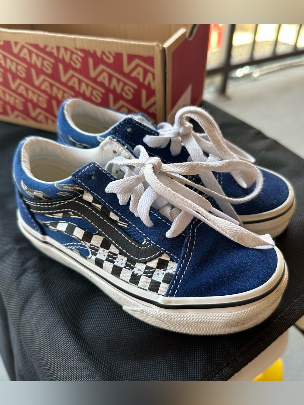 Vans Boys Old Skool Suede Reflect Checkered Flame🔥🏁